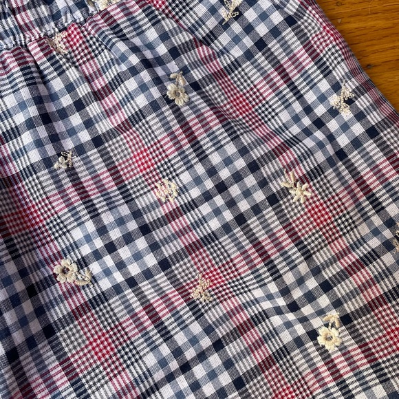 NWT Anthropologie Matching Plaid Puff Sleeve Embroidered Pajama Short & Top Set - Picture 9 of 9